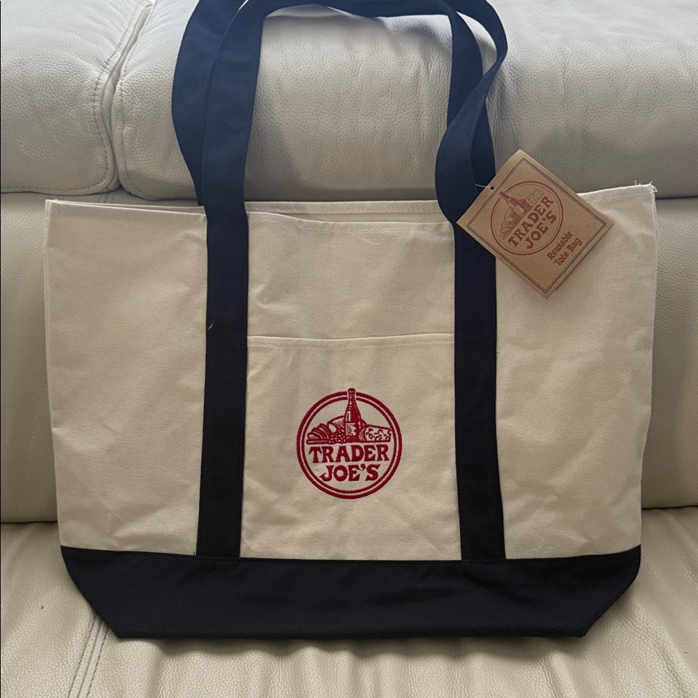 Trader Joe's Canvas Tote Bag - Black and Cream